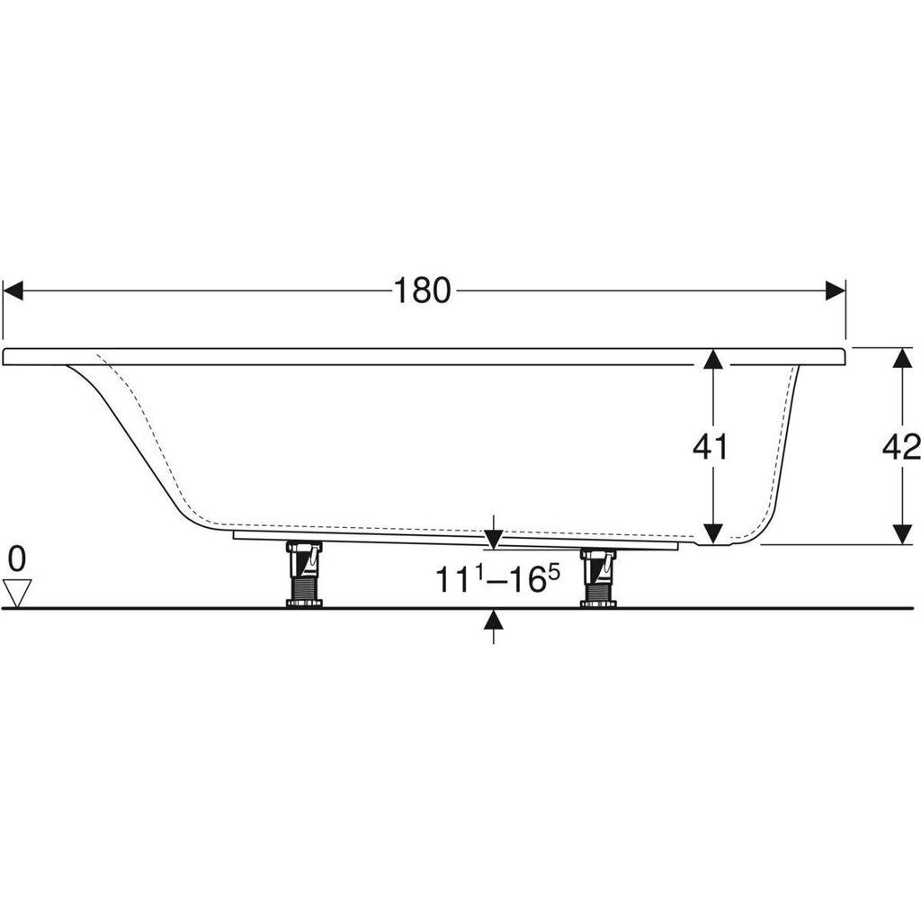 Geberit-akryylihaude jaloilla 180x80 cm hinta ja tiedot | Kylpyammeet | hobbyhall.fi