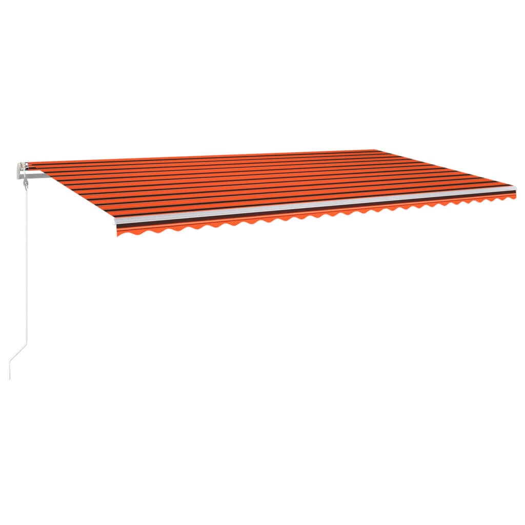 vidaXL Sisäänkelattava markiisi LED/tuulisens. 600x300cm oranssiruskea hinta ja tiedot | Aurinkovarjot ja markiisit | hobbyhall.fi