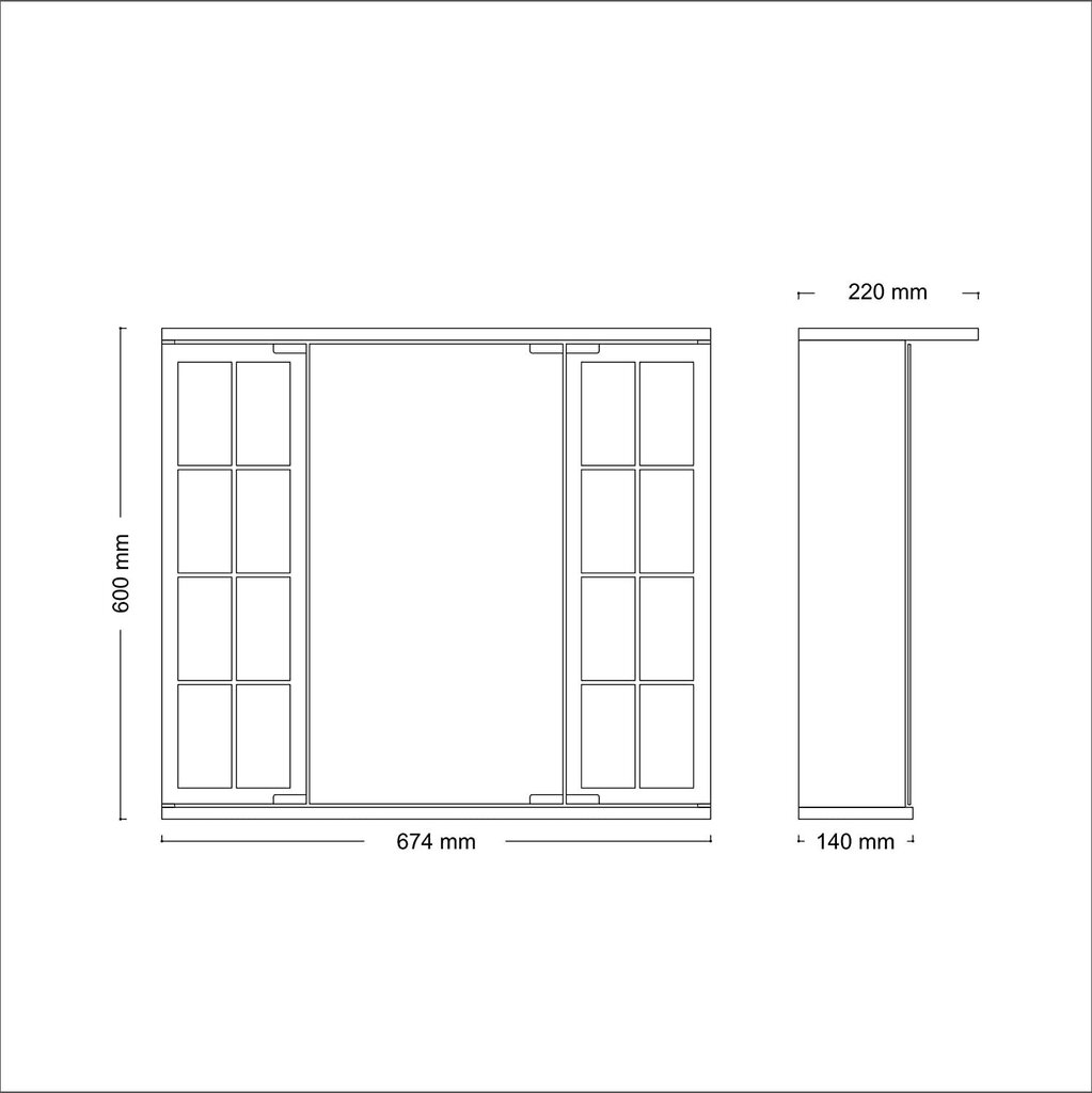 Peilikaappi 68x60x22cm, valkoinen hinta ja tiedot | Kylpyhuonepeilit | hobbyhall.fi