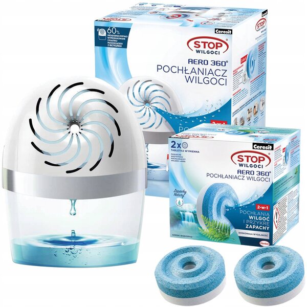 Ceresit Aero 360+ White Absorber 2x Absorber Tabletti 450g Ceresit Mountain Waterfall