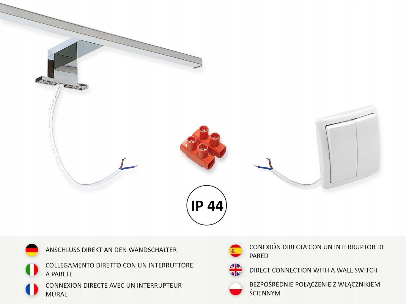 Kylpyhuoneen peili LED-valaistuksella Domtech, ruskea hinta ja tiedot | Kylpyhuonepeilit | hobbyhall.fi