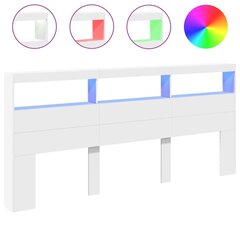 vidaXL Sängynpäätykaappi LED-valoilla, valkoinen, 220x17x102 cm hinta ja tiedot | Sängyt | hobbyhall.fi