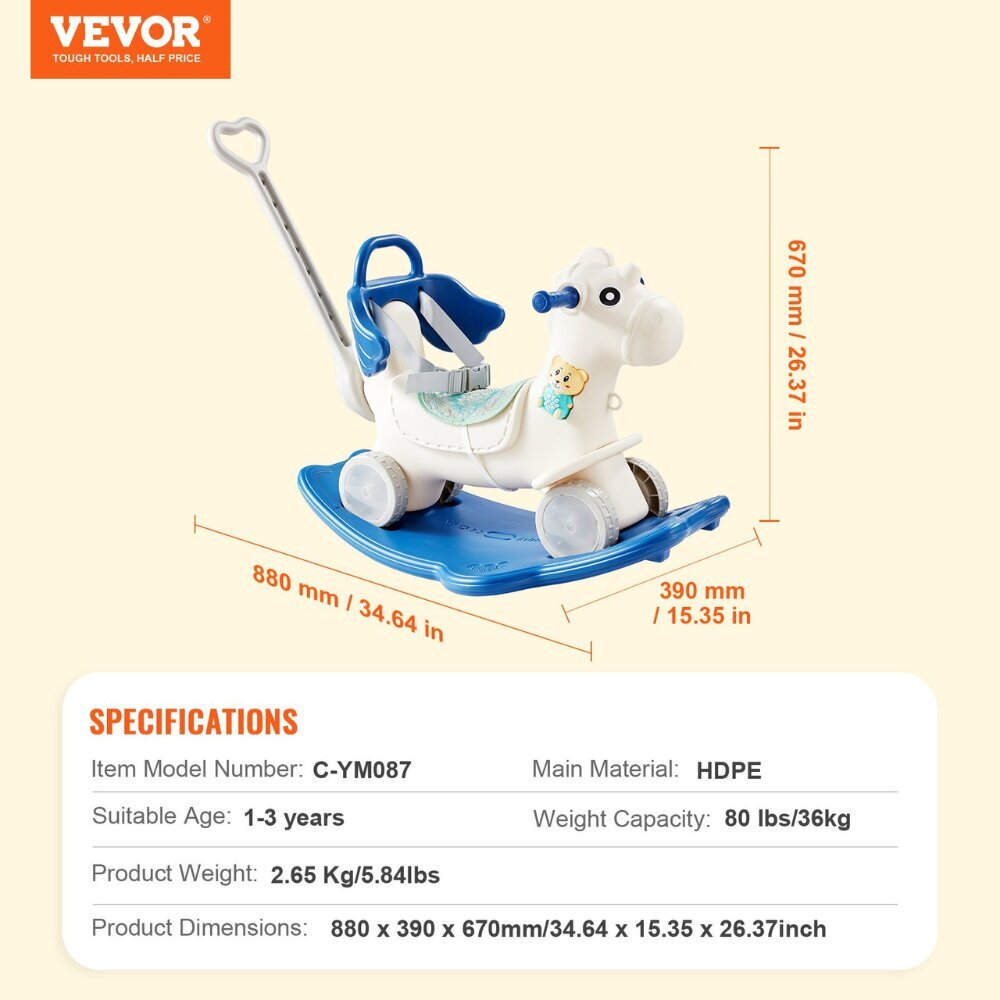 4-in-1 keinuhevonen Vevor, 1–3-vuotiaille lapsille hinta ja tiedot | Keinut | hobbyhall.fi