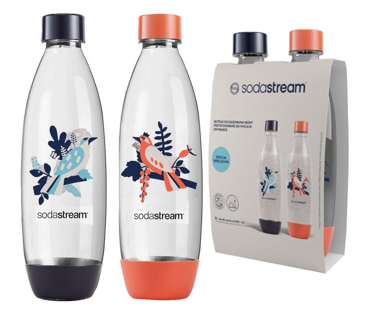 Sodastream FUSE Birds 1L Pullo 2-pakkaus hinta ja tiedot | Hiilihapotuslaitteet | hobbyhall.fi