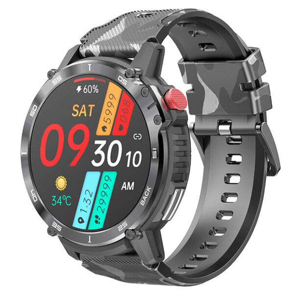 C22 Smart Watch Miesten Bluetooth Call 1,6 tuuman HD-näyttö 4G-muisti 400 mAh syke Terve Urheilu Fitness Rannekoru Älykello