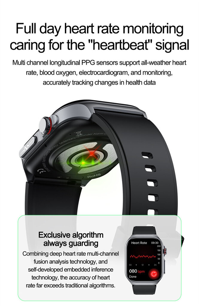 Amoled Smart Watch ET585 Miesten EKG Veren koostumuksen terveyden seuranta Bluetooth-puhelut Naisten Urheilu Fitness Tracker Älykello hinta ja tiedot | Älykellot | hobbyhall.fi