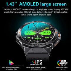 AMOLED K62 Smart Watch Miesten Ulkoilu Fitness 400mAh Voice Assistant Dial Bluetooth Puhelu Musiikki Syke Älykello hinta ja tiedot | Älykellot | hobbyhall.fi