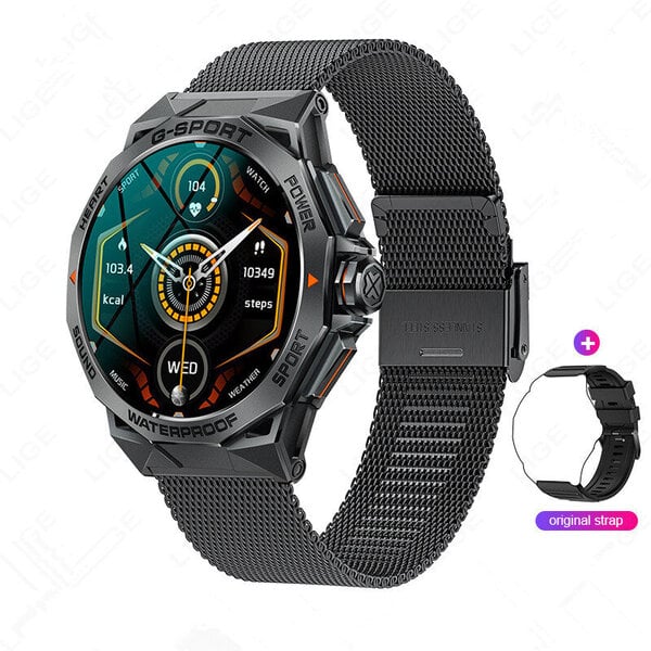 K62 Smart Watch Miesten AMOLED-näyttö Bluetooth Puhelu Musiikki Ääni Assistant Dial Syke Outdoor Urheilu Fitness Älykello