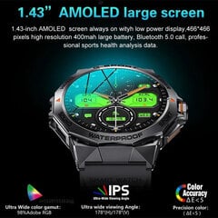 K62 Smart Watch Miesten AMOLED-näyttö Bluetooth Puhelu Musiikki Ääni Assistant Dial Syke Outdoor Urheilu Fitness Älykello hinta ja tiedot | Cacgo Puhelimet, älylaitteet ja kamerat | hobbyhall.fi