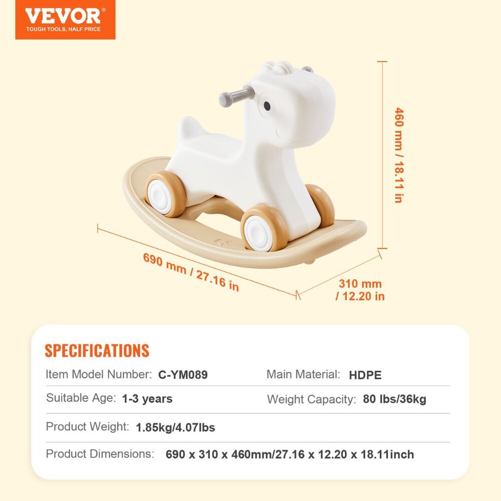 3-in-1 keinuhevonen Vevor, 1–3-vuotiaille lapsille hinta ja tiedot | Keinut | hobbyhall.fi