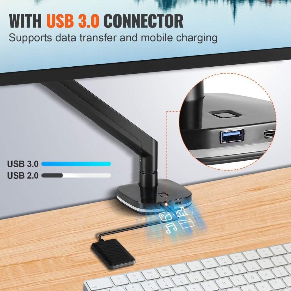 Näytön teline USB-portilla Vevor, 330–889 mm hinta ja tiedot | Näyttötelineet | hobbyhall.fi