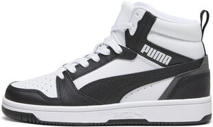 Puma Jalkineet Teini-ikäisille Rebound V6 Mid Jr White White Black 393831 01 393831 01/5.5 hinta ja tiedot | Miesten urheilu- ja vapaa-ajan kengät | hobbyhall.fi