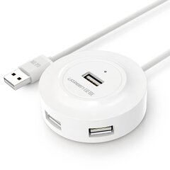 Jakajasovitin, 4in1, Ugreen CR1061, HUB USB 2.0 - 4 x USB-A, 480Mb/s, 1 m, valkoinen, valkoinen hinta ja tiedot | Adapterit | hobbyhall.fi