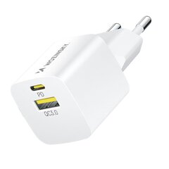 Verkkolaturi, Wozinsky, GaN QC3.0 USB-A, USB-C, PD, 33 W., valkoinen . hinta ja tiedot | Varavirtalähteet | hobbyhall.fi