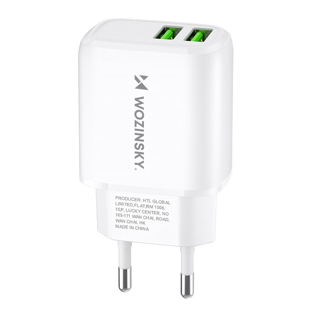 Verkkolaturi, Wozinsky CUWCWWW1, 100-240V., 30 W., 2,4 A., 2x USB-A, valkoinen hinta ja tiedot | Varavirtalähteet | hobbyhall.fi