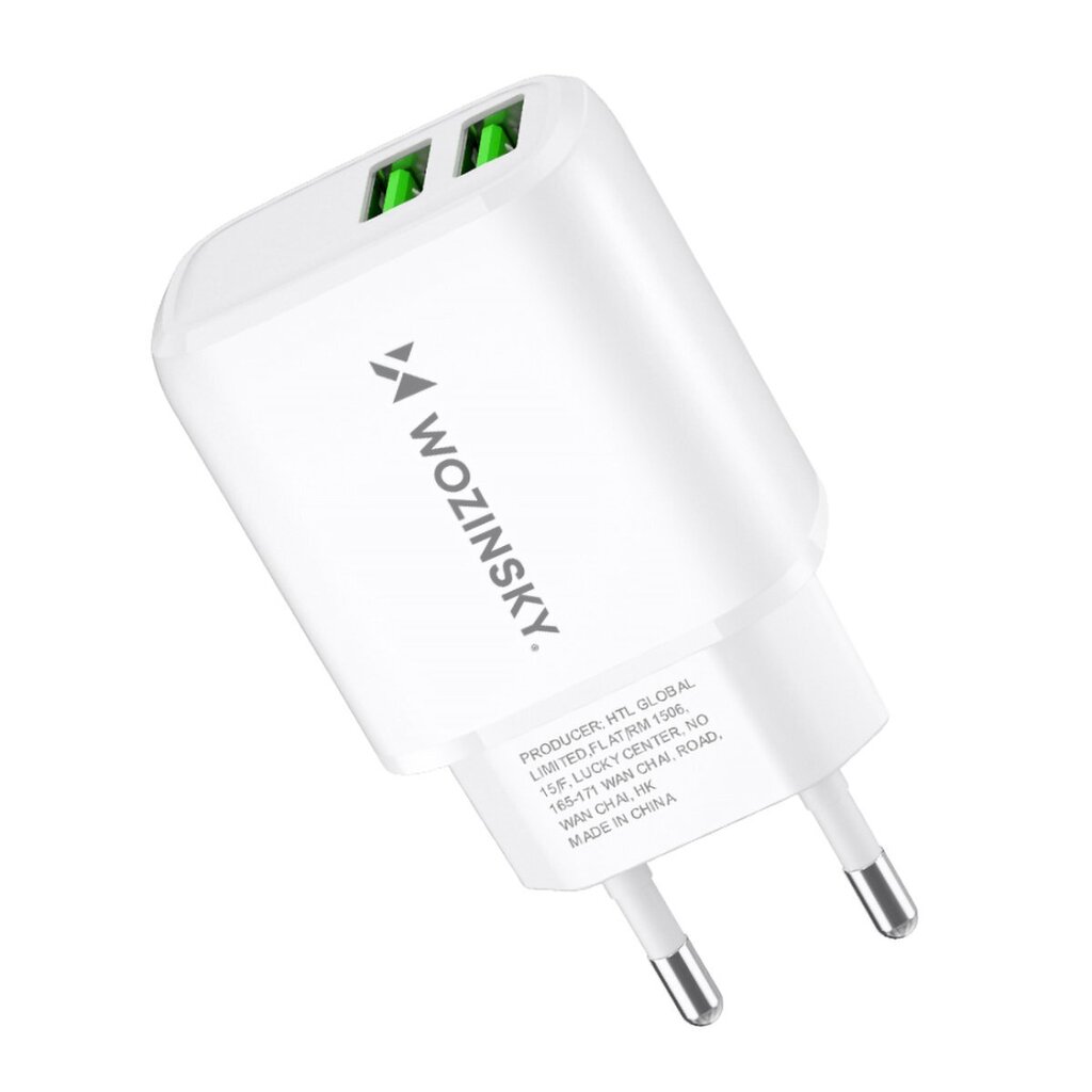 Verkkolaturi, Wozinsky CUWCWWW1, 100-240V., 30 W., 2,4 A., 2x USB-A, valkoinen hinta ja tiedot | Varavirtalähteet | hobbyhall.fi