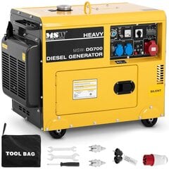 Liikuteltava, ilmajäähdytteinen dieselgeneraattori MSW-DG7001, 230/400 V, 4,4 kW, 5,5 kVA, 14,5 l. hinta ja tiedot | Aggregaatit | hobbyhall.fi