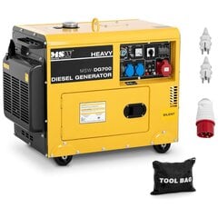 Liikuteltava, ilmajäähdytteinen dieselgeneraattori MSW-DG7001, 230/400 V, 4,4 kW, 5,5 kVA, 14,5 l. hinta ja tiedot | Aggregaatit | hobbyhall.fi