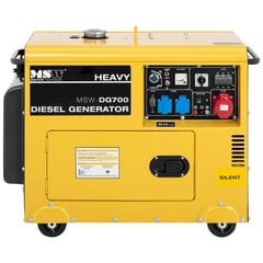 Liikuteltava, ilmajäähdytteinen dieselgeneraattori MSW-DG7001, 230/400 V, 4,4 kW, 5,5 kVA, 14,5 l. hinta ja tiedot | Aggregaatit | hobbyhall.fi