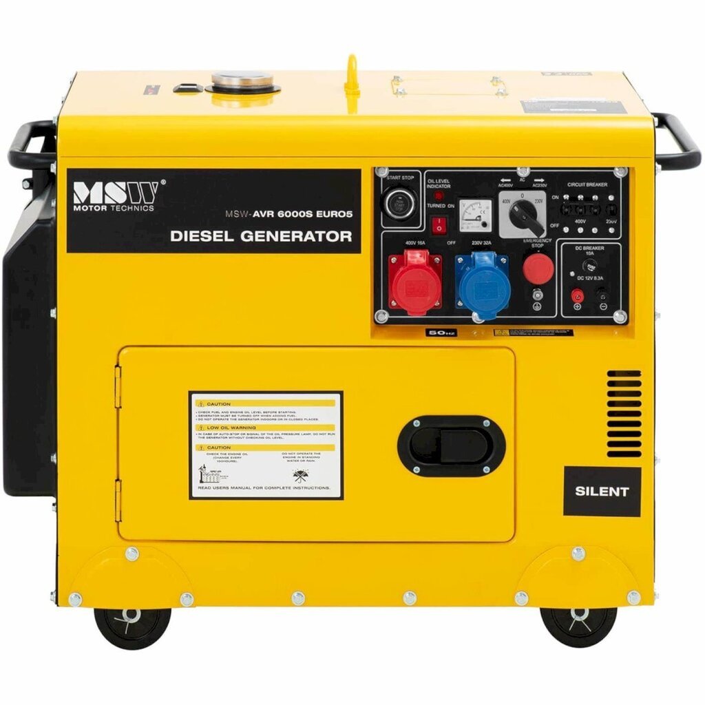 Dieselgeneraattori, MSW-AVR 6000S EURO51, 16 l., 240/400 V., 6000 W., AVR hinta ja tiedot | Aggregaatit | hobbyhall.fi