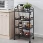 Metallinen hylly, 4 tasolla ja pyörillä, ModernHome, 84x25x44 cm, musta hinta ja tiedot | Hyllyt | hobbyhall.fi