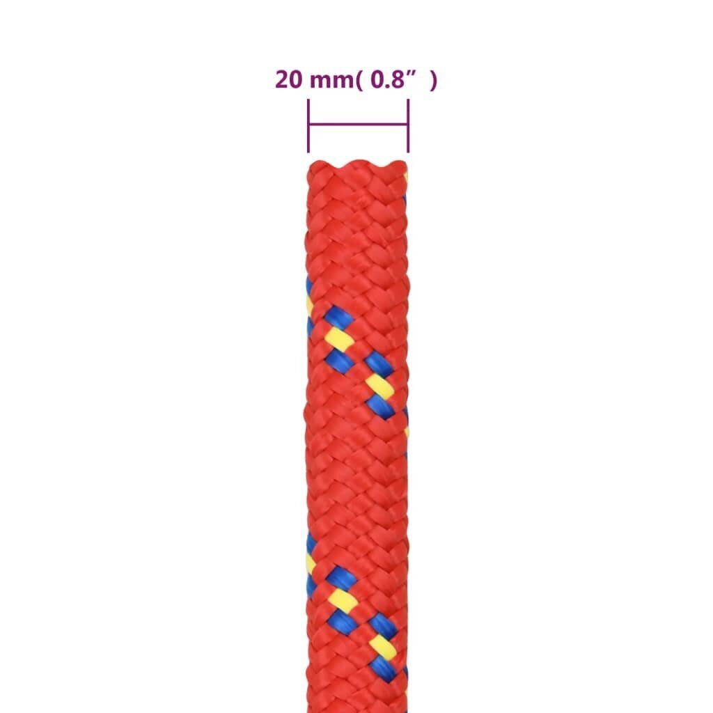 vidaXL Veneköysi punainen 20 mm 25 m polypropeeni hinta ja tiedot | Lisävarusteet veneisiin ja kajakkeihin | hobbyhall.fi