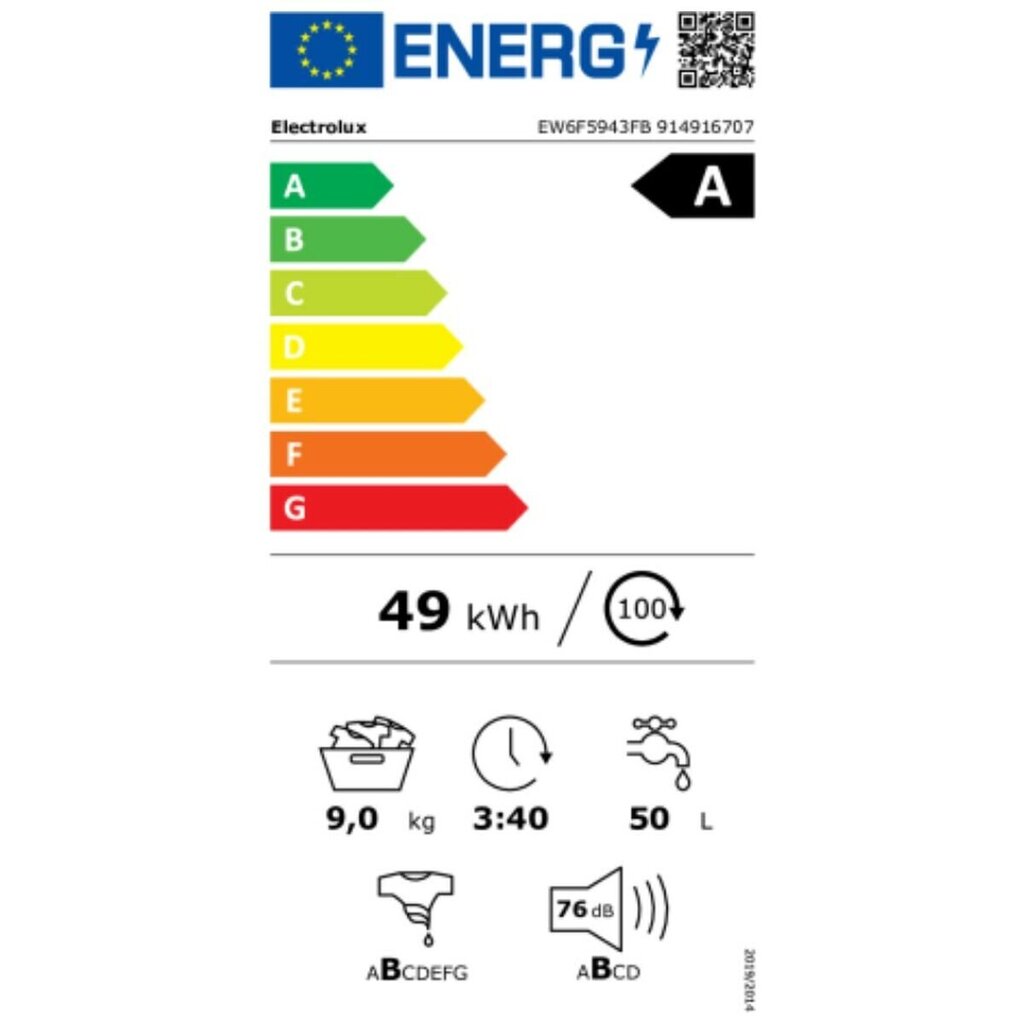 'Pyykinpesukone Electrolux EW6F5943FB 9 KG 1400 RPM Valkoinen 9 kg' hinta ja tiedot | Pyykinpesukoneet | hobbyhall.fi