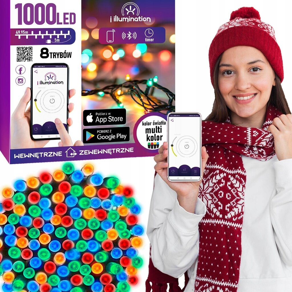 Smart 1000 LED Outdoor Garland, monivärinen hinta ja tiedot | Jouluvalot | hobbyhall.fi