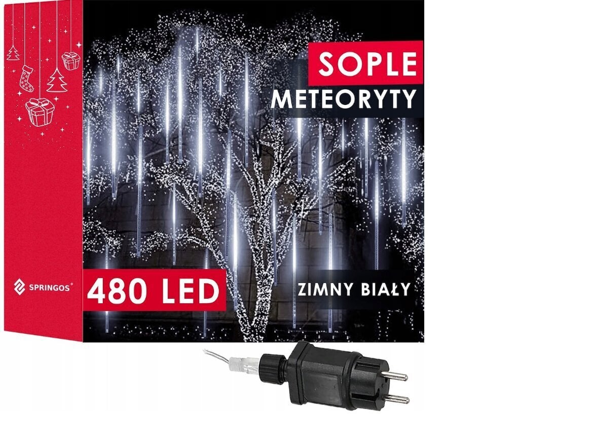 Joulu Led meteoriittijääpuikot, 10 kpl 480 led, 6 metriä. hinta ja tiedot | Jouluvalot | hobbyhall.fi