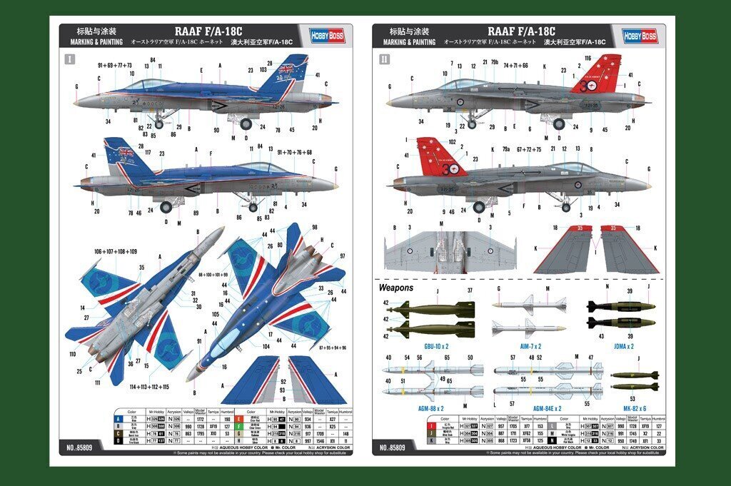 Hobby Boss -hävittäjä ja hyökkäyslentokone RAAF F / A-18C hinta ja tiedot | Pienoismallit | hobbyhall.fi