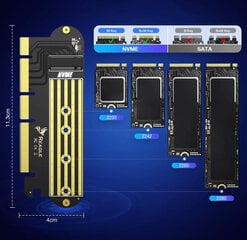 Reagle sovitin PCI-E x16 x 8 x 4 m.2 SSD NVMe 64Gbps hinta ja tiedot | Kovalevyt | hobbyhall.fi