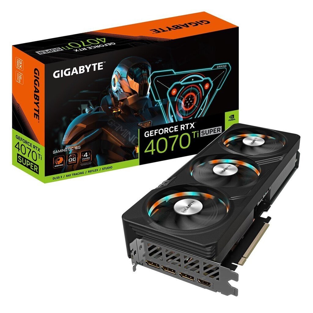 Gigabyte GeForce RTX 4070 Ti Super Gaming OC (GV-N407TSGAMING OC-16GD) hinta ja tiedot | Näytönohjaimet | hobbyhall.fi