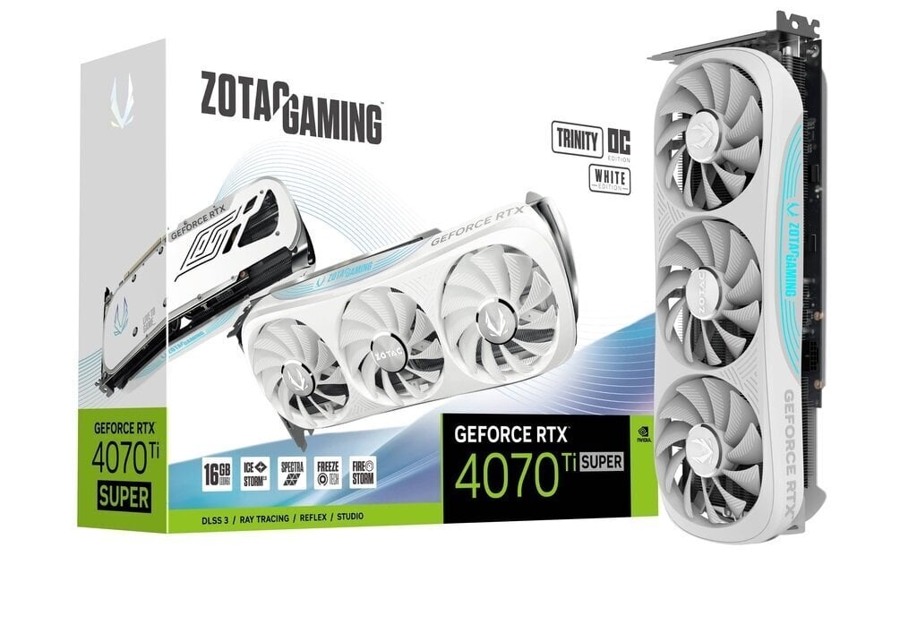 Zotac Gaming GeForce RTX 4070 Ti Super Trinity OC White Edition (ZT-D40730Q-10P) hinta ja tiedot | Näytönohjaimet | hobbyhall.fi