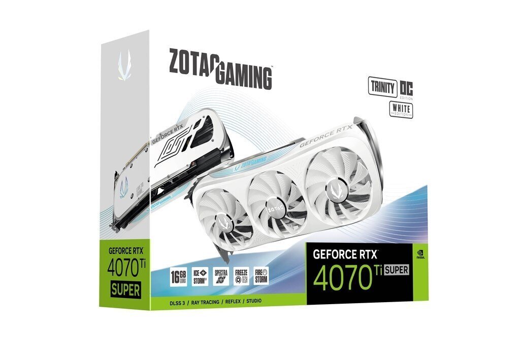 Zotac Gaming GeForce RTX 4070 Ti Super Trinity OC White Edition (ZT-D40730Q-10P) hinta ja tiedot | Näytönohjaimet | hobbyhall.fi