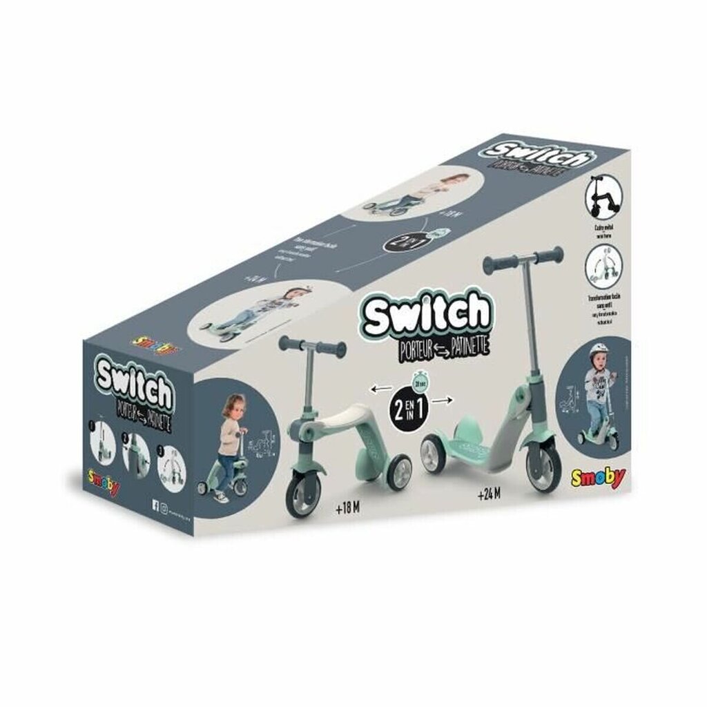 Smoby Switch kolmipyörä, vihreä hinta ja tiedot | Potkulaudat | hobbyhall.fi