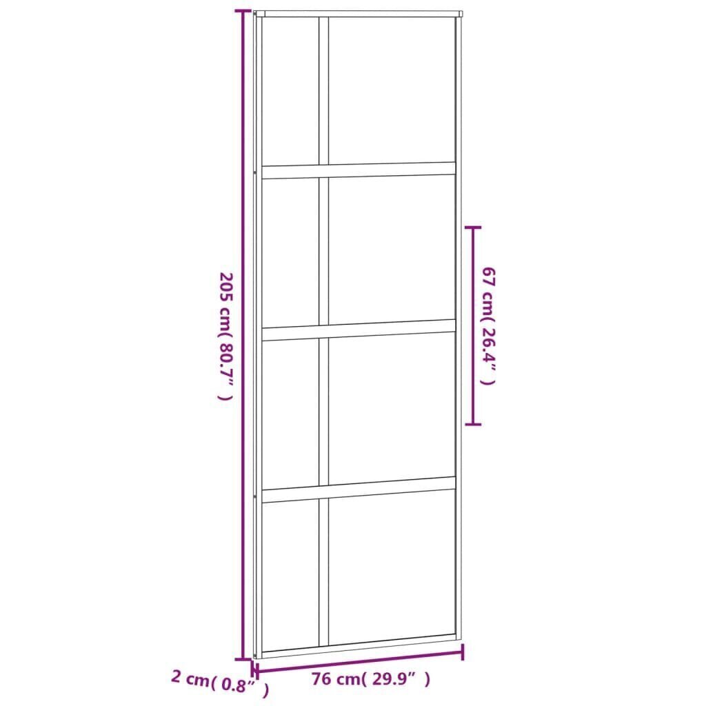 Liukuovi musta 76x205cm karkaistu lasi/alumiini 155228 hinta ja tiedot | Sisäovet | hobbyhall.fi