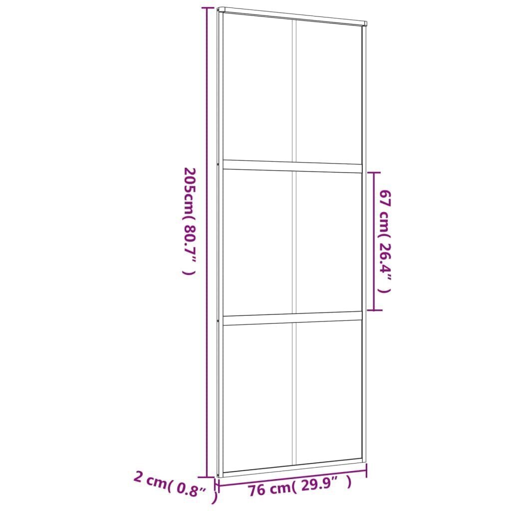 Liukuovi kultainen 76x205cm lasi ja alumiini 155154 hinta ja tiedot | Sisäovet | hobbyhall.fi