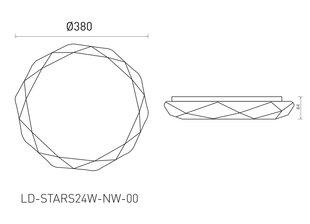 Pinta-LED-kattovalaisin STARS BIS, pyöreä, valkoinen, Ø330mm, 4000K, 24W, 1920lm, IP54, LD-STARS24W-NW-00 hinta ja tiedot | Kattovalaisimet | hobbyhall.fi