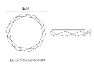 Pinta-LED-kattovalaisin STARS BIS, pyöreä, valkoinen, Ø480mm, 4000K, 48W, 3840lm, IP54, LD-STARS48W-NW-00 hinta ja tiedot | Kattovalaisimet | hobbyhall.fi