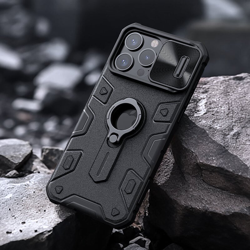 iPhone 15 Pro Max -kotelolle CamShield Armor Case TPU-kehyksen liukukameran takakuori iPhone15 Prolle, rengasjalustalla - iPhone 15 ProMaxille hinta ja tiedot | Puhelimen kuoret ja kotelot | hobbyhall.fi