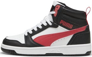 Puma Jalkineet Teini-ikäisille Rebound V6 Mid Jr White Black Red 393831 16 393831 16/5 hinta ja tiedot | Miesten urheilu- ja vapaa-ajan kengät | hobbyhall.fi