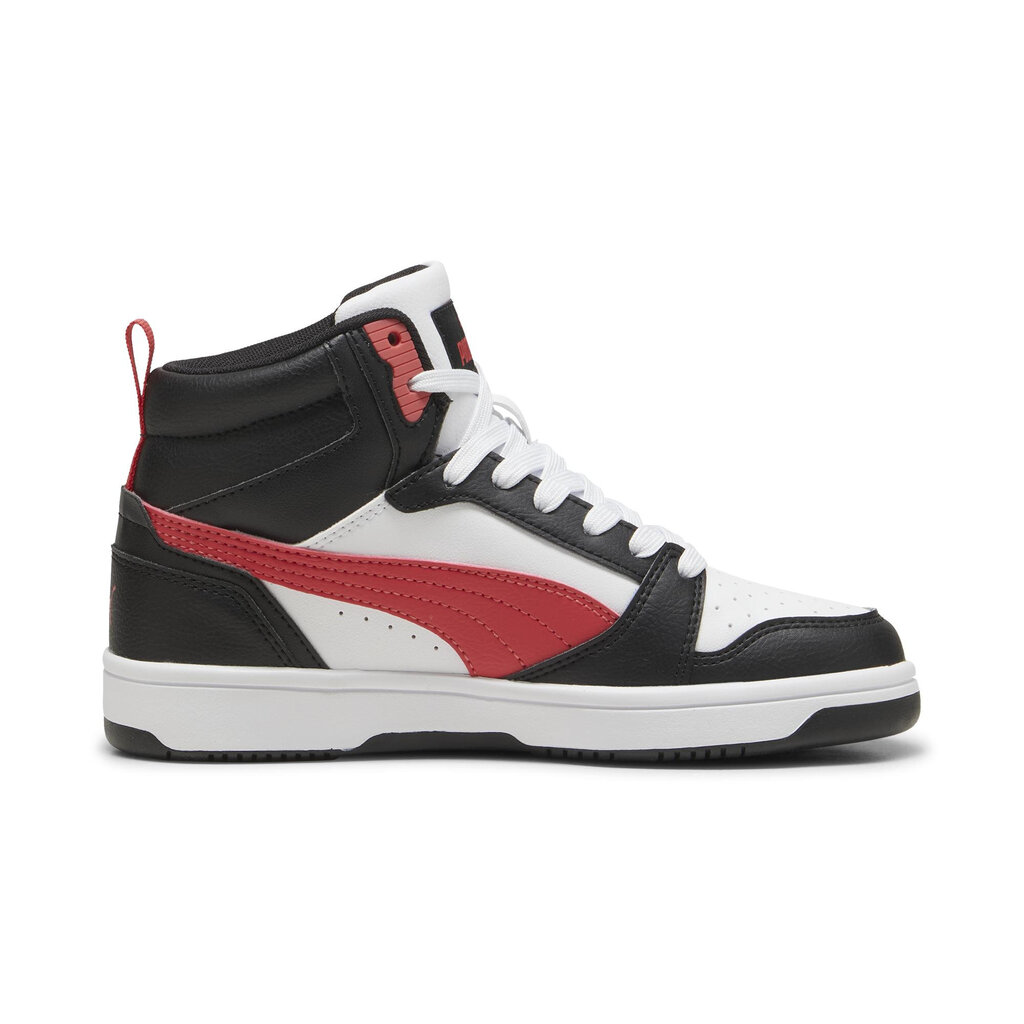 Puma Jalkineet Teini-ikäisille Rebound V6 Mid Jr White Black Red 393831 16 393831 16/5 hinta ja tiedot | Miesten urheilu- ja vapaa-ajan kengät | hobbyhall.fi