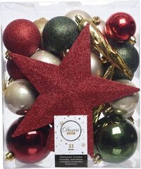 Joulukuusen koriste setti baubles mix tähdellä 33 kpl 5-8 cm 5-8 cm hinta ja tiedot | Joulukoristeet | hobbyhall.fi