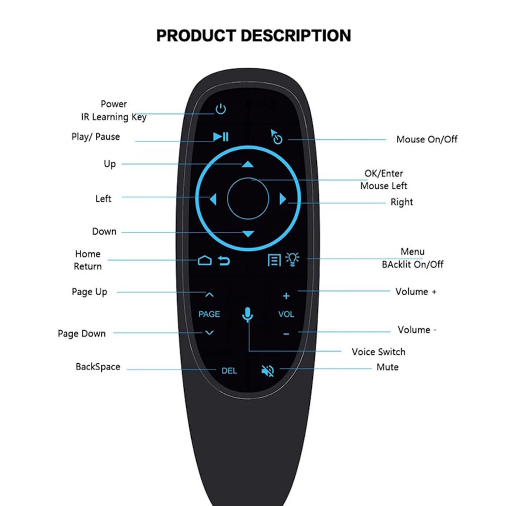 CP G10SPROBTS Universal Smart TV / PC Air Mouse - Bluetooth / Langaton / IR-kaukosäädin ja gyroskooppi / LED musta hinta ja tiedot | TV-lisätarvikkeet | hobbyhall.fi