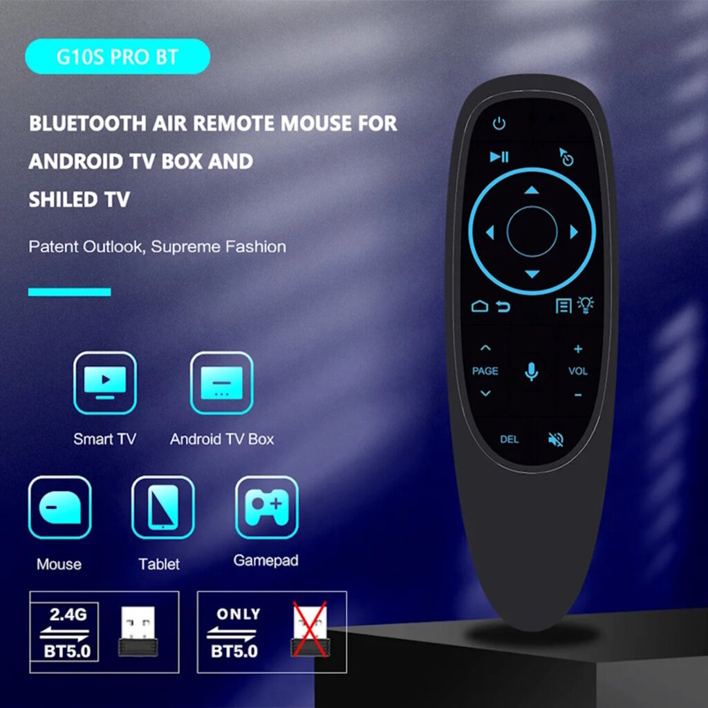 CP G10SPROBTS Universal Smart TV / PC Air Mouse - Bluetooth / Langaton / IR-kaukosäädin ja gyroskooppi / LED musta hinta ja tiedot | TV-lisätarvikkeet | hobbyhall.fi