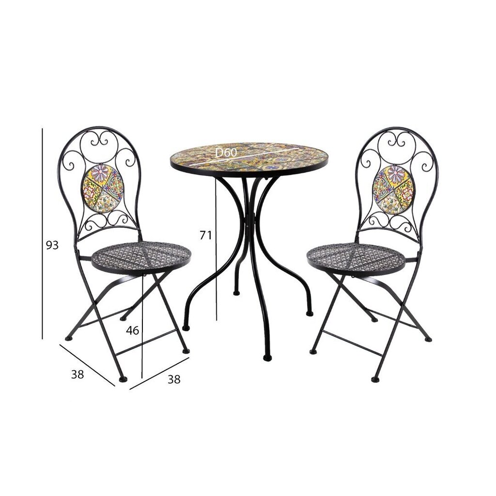 Morocco-parvekesetti, sis. pöytä ja 2 tuolia, musta hinta ja tiedot | Puutarhakalusteet | hobbyhall.fi