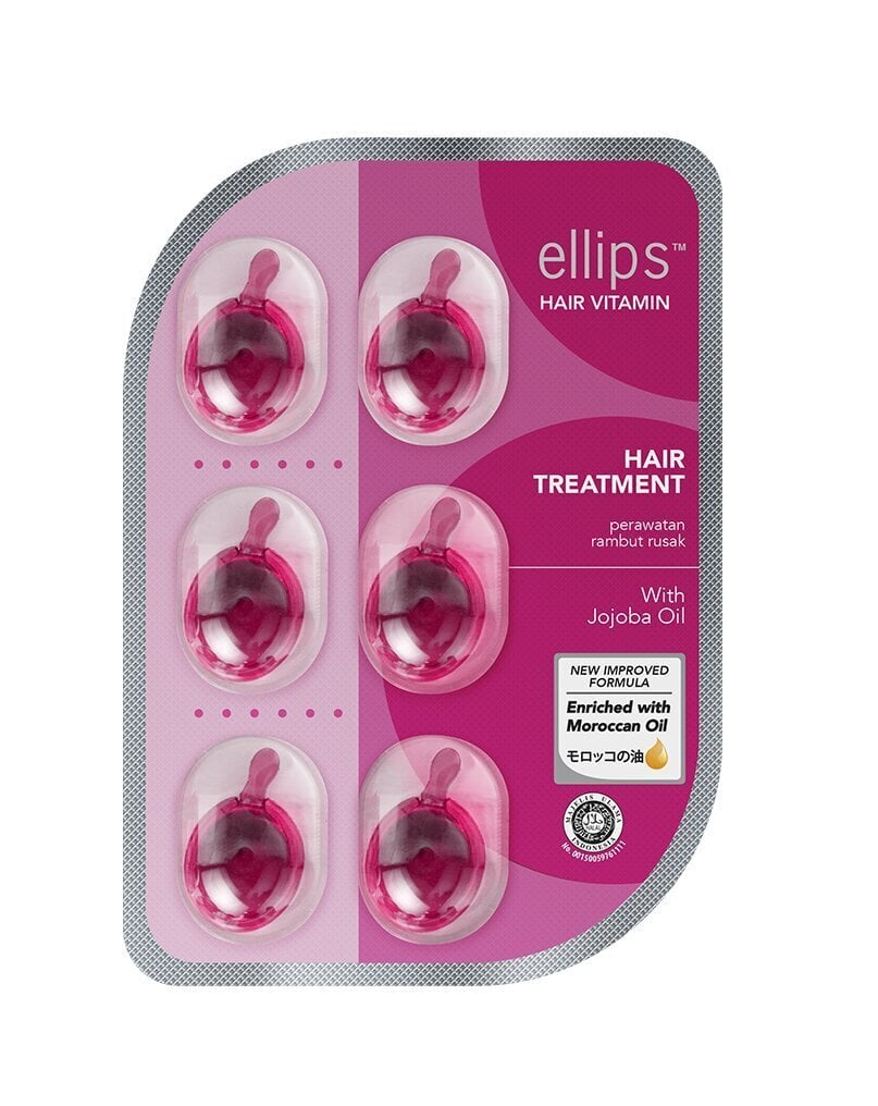 ellips hair treatment hiustenhoito, 6 x 1 ml, vitamiineja kemiallisesti vaurioituneille hiuksille. hinta ja tiedot | Hiusnaamiot, öljyt ja seerumit | hobbyhall.fi