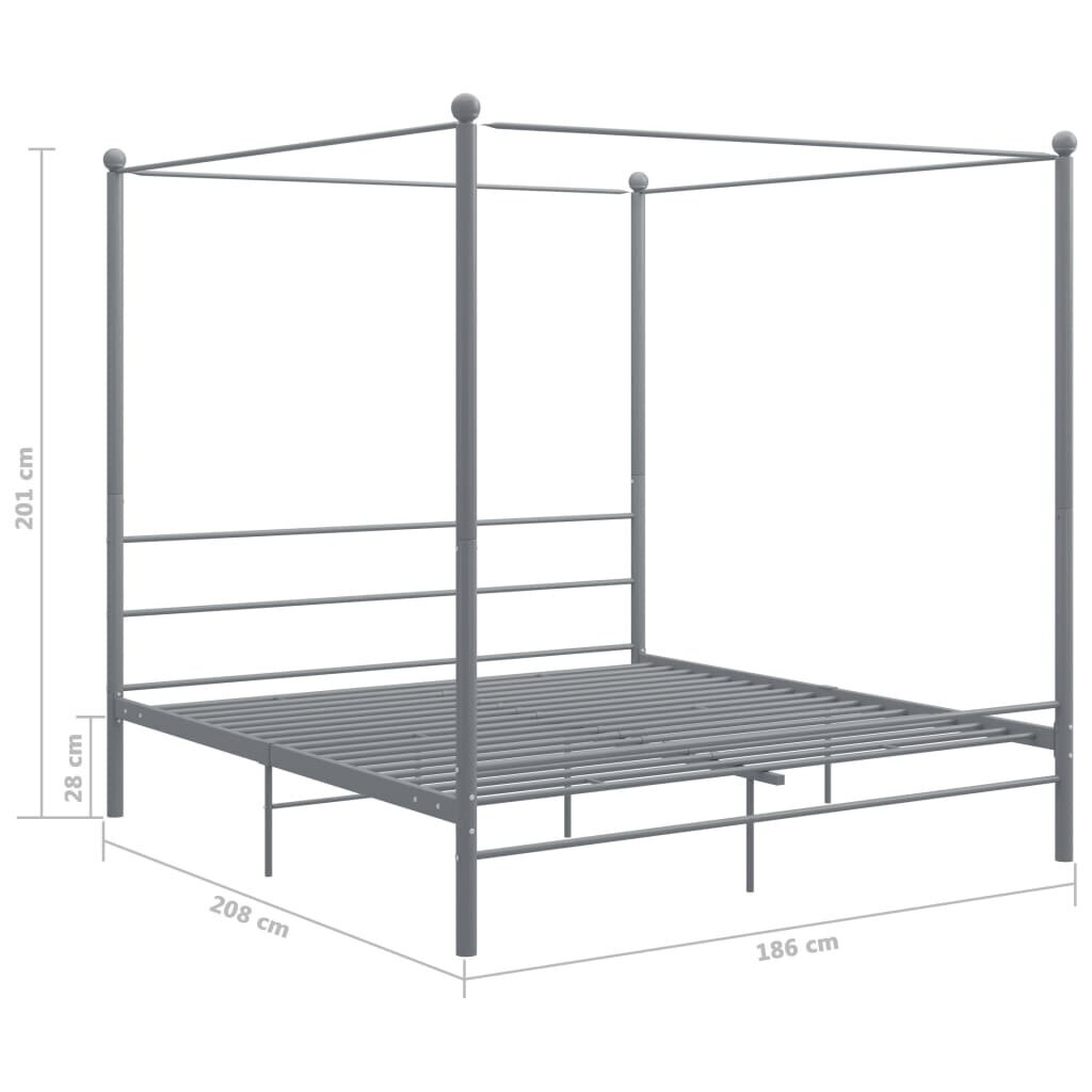 vidaXL Sängynrunko Harmaa Metalli 180 x 200 cm hinta ja tiedot | Sängyt | hobbyhall.fi