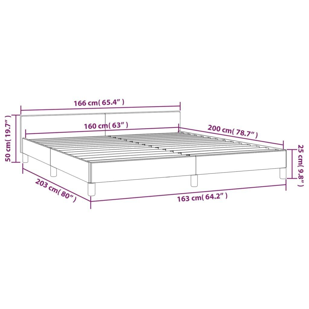 vidaXL Sängynrunko ilman patjaa, kerma, 160x200 cm, kangasverhoiltu hinta ja tiedot | Sängyt | hobbyhall.fi