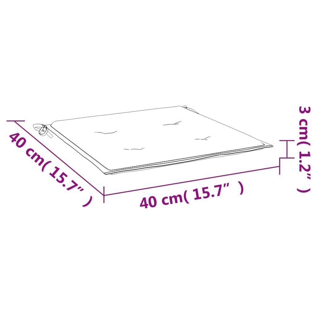 vidaXL Puutarhatuolityynyt 2 kpl Monivärinen 40x40x3 cm hinta ja tiedot | Istuintyynyt, pehmusteet ja päälliset | hobbyhall.fi